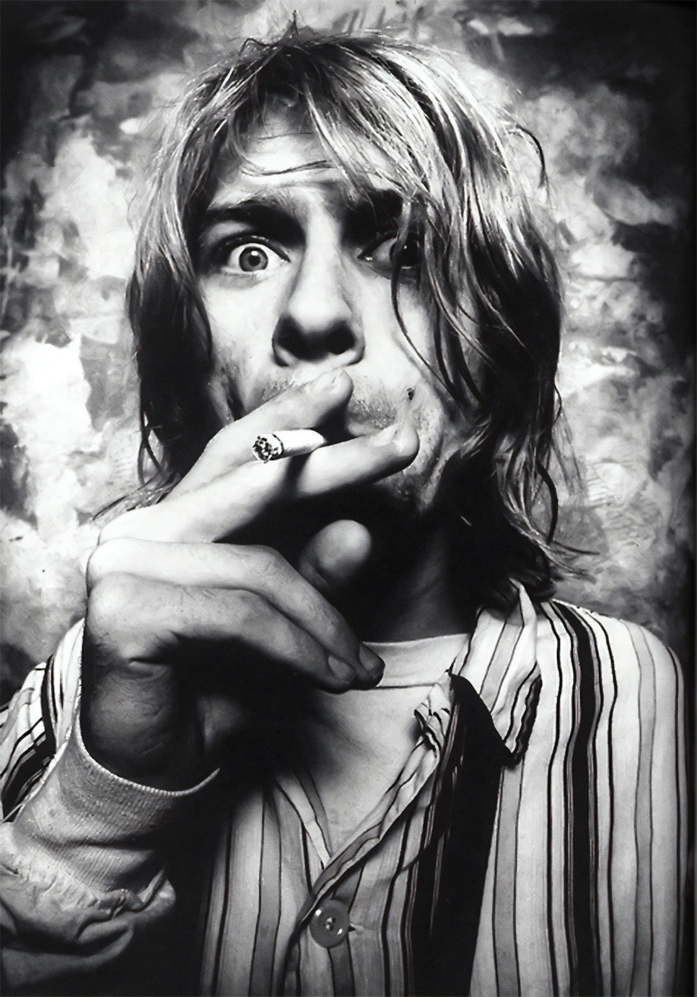 Kurt Cobain Smokes a Cigarette Poster