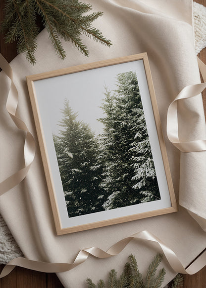 Snowy Evergreen Forest Poster