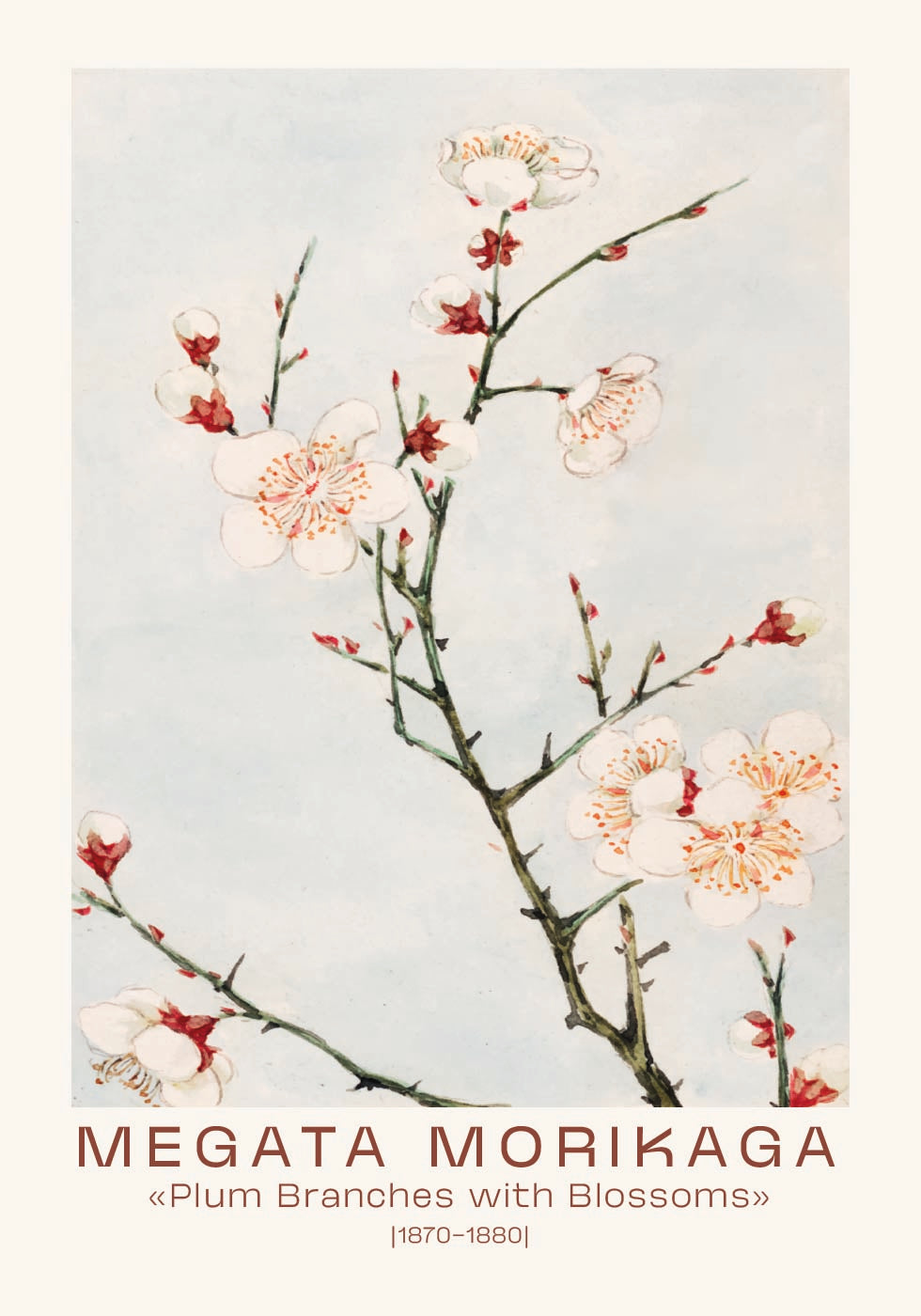 Megata Morikaga, Plum Branches with Blossoms Poster