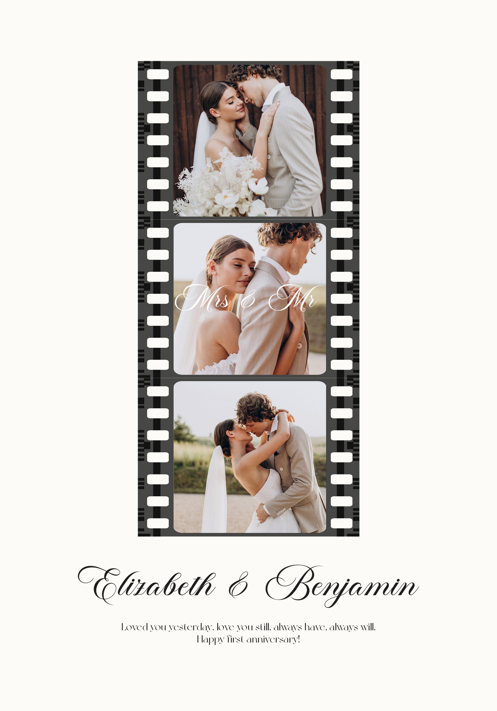 Romantic Wedding Film Strip, Mr and Mrs Poster