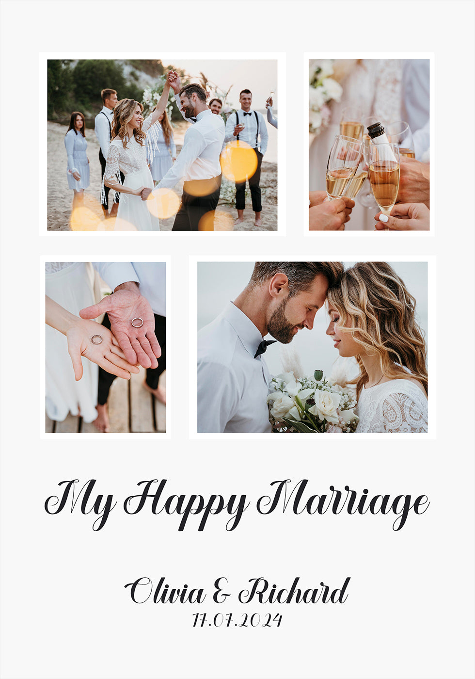 My Happy Marriage, Personalized Wedding Photo Collage Poster