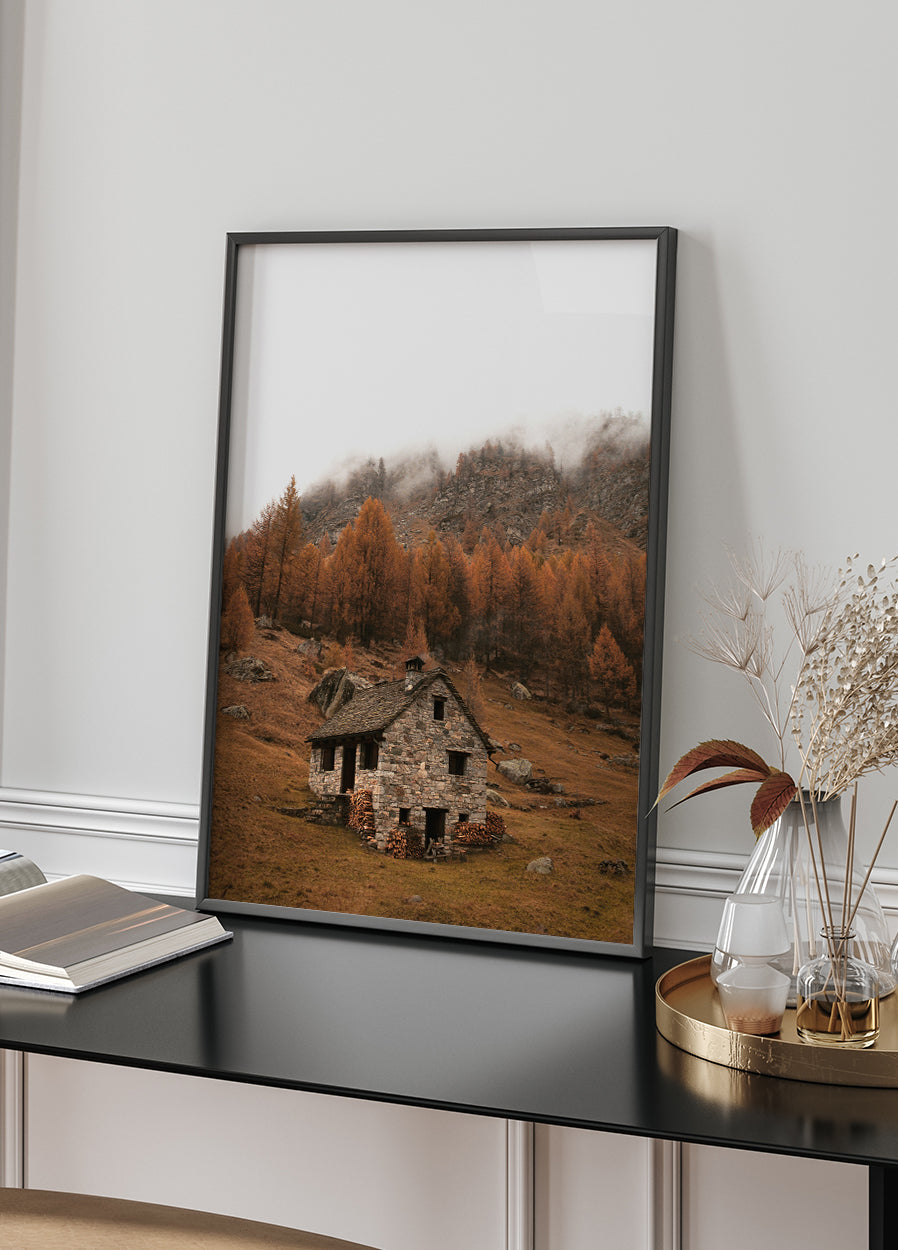 Autumn Mountain Cabin Poster