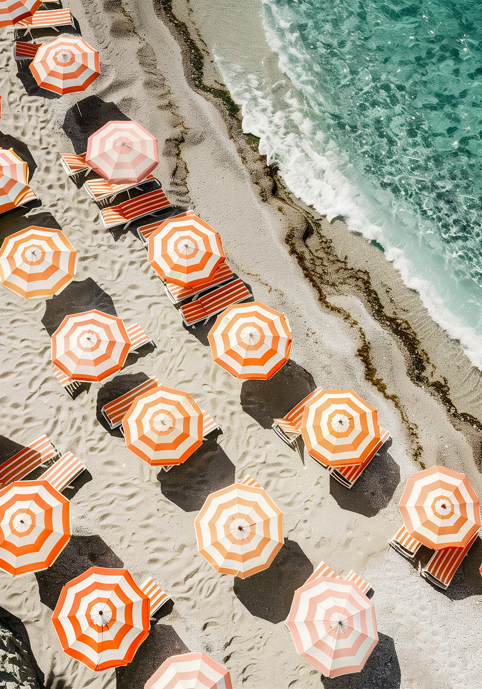 Orange Beach Umbrellas Poster