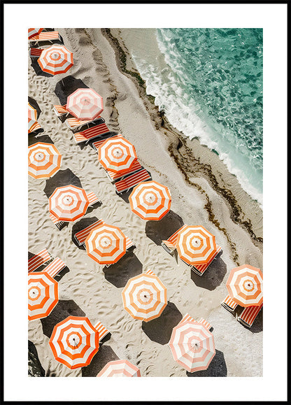 Orange Beach Umbrellas Poster