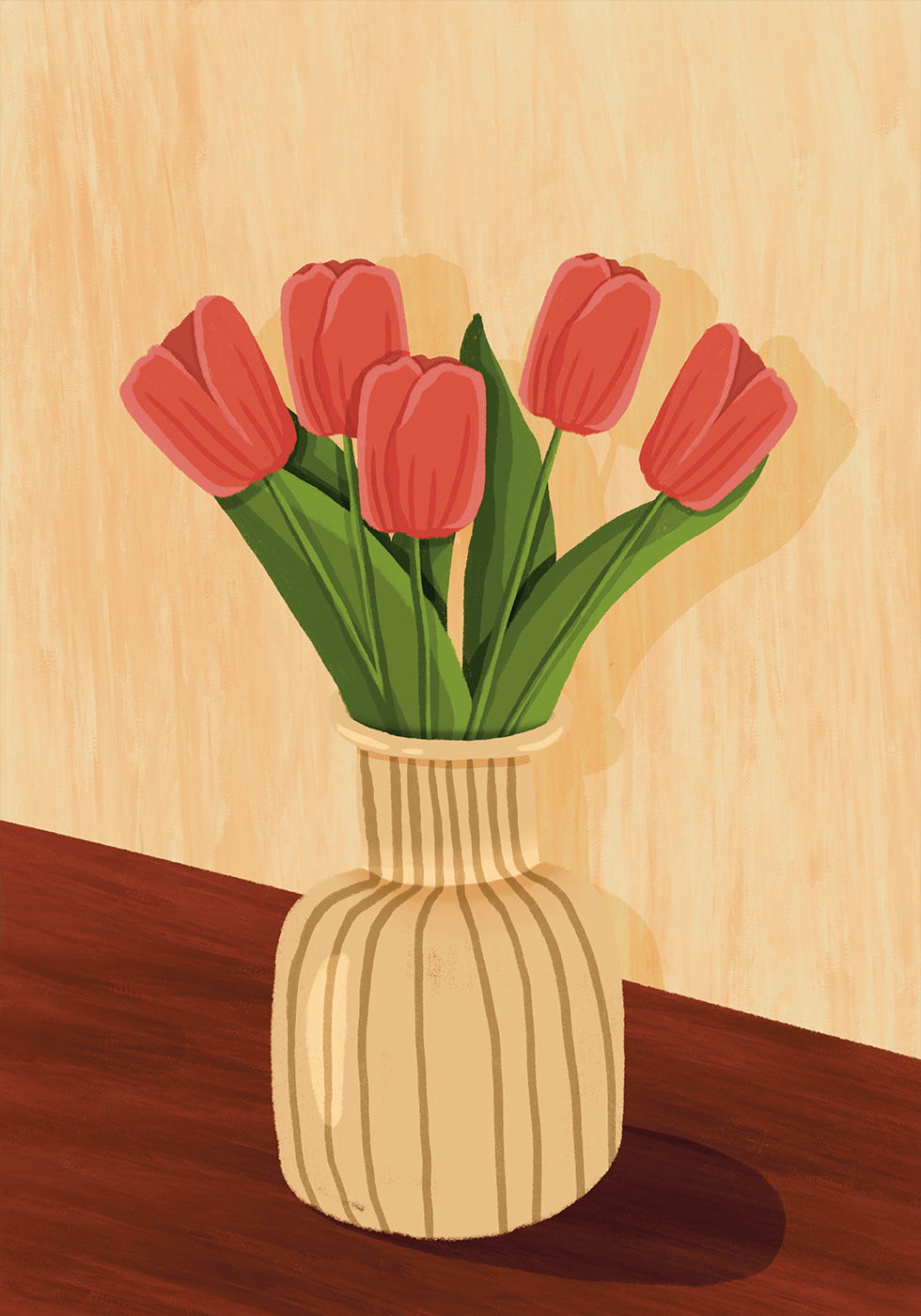 Pink Tulips in Vase Poster