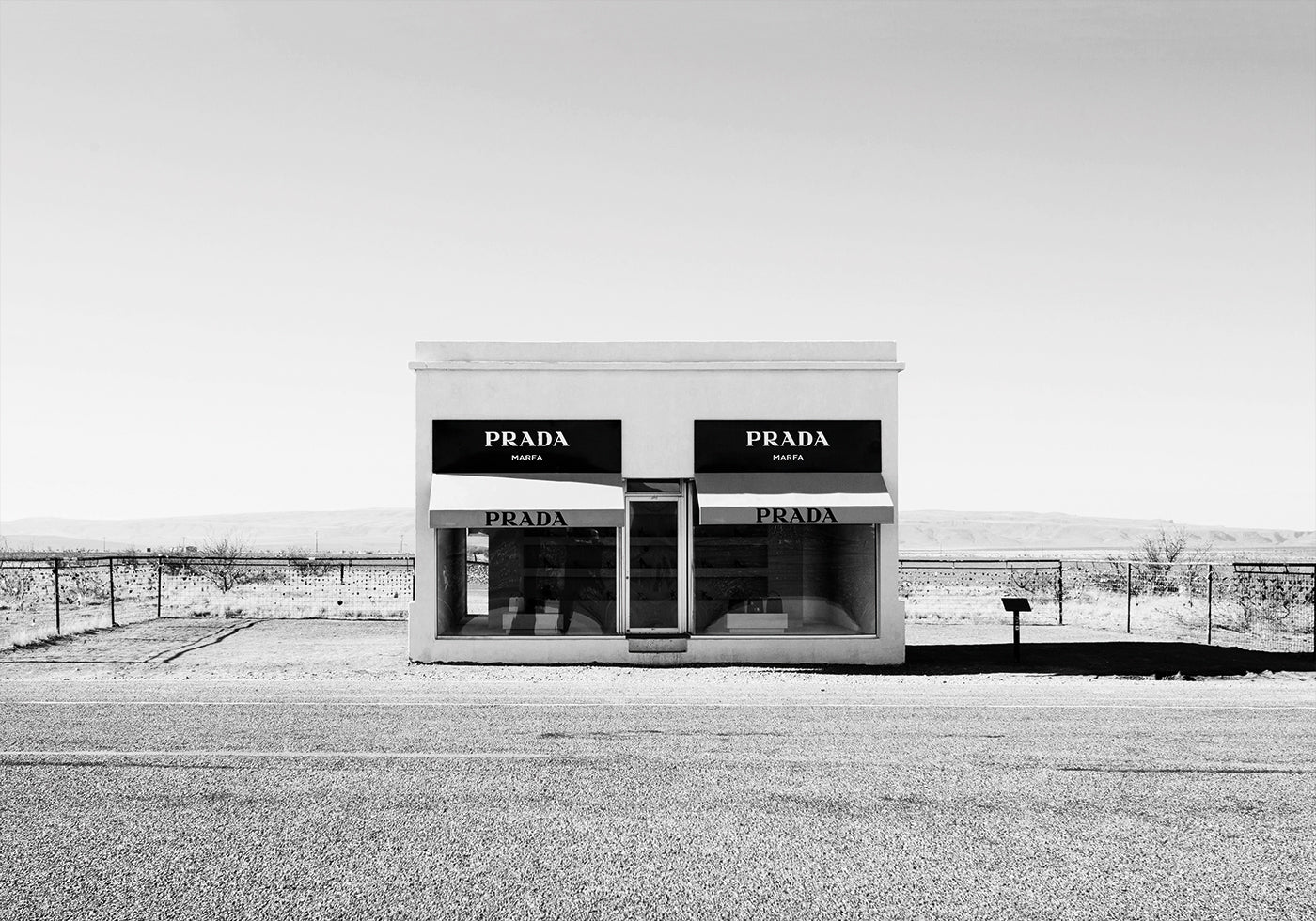 Prada Marfa Texas B&W Poster