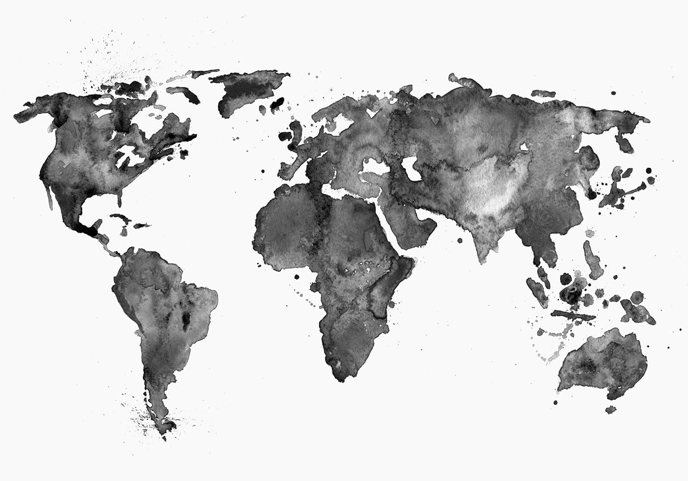 World Black Ink Map Poster