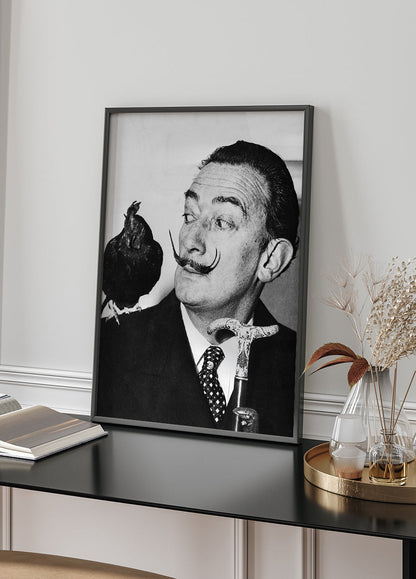 Salvador Dali with Rooster Poster