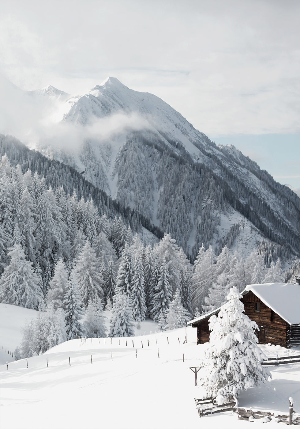 Snowy House In The Alps Poster