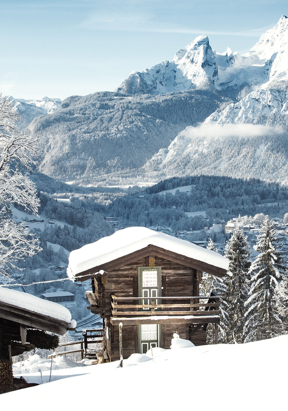 Snowy House In The Mountains Poster