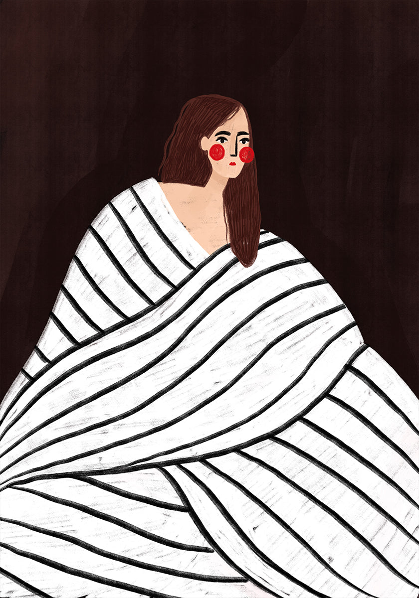 The Woman With Black and White Stripes Poster