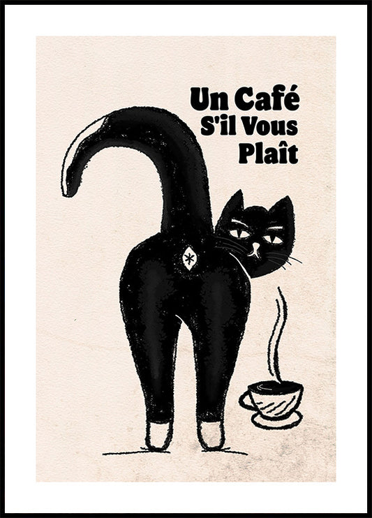 French Coffee Cat Poster