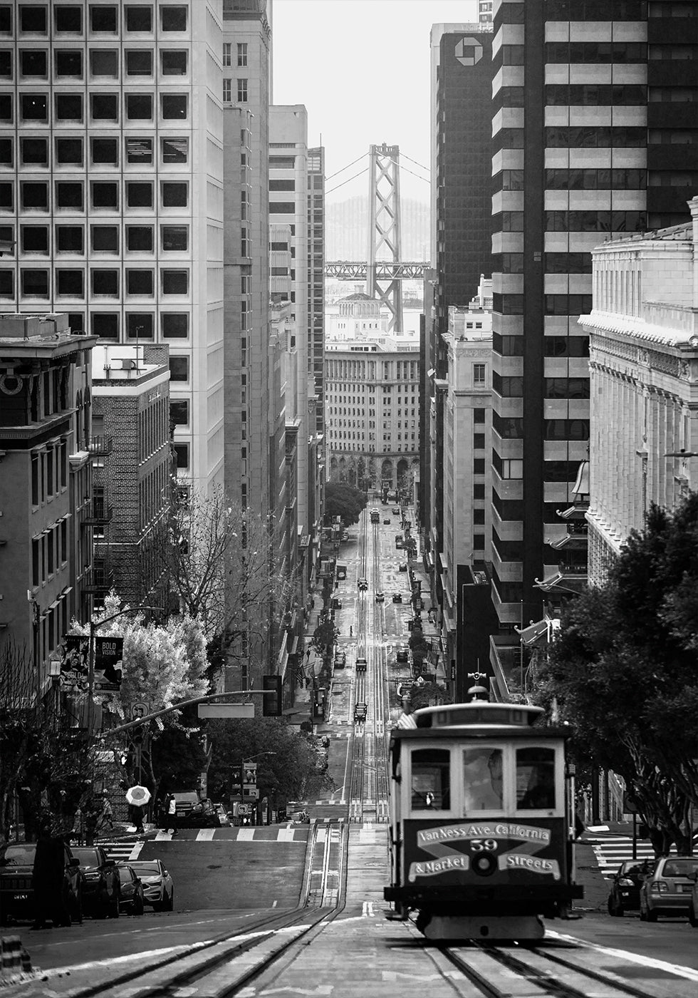 San Francisco Streetcar and Skyline Poster