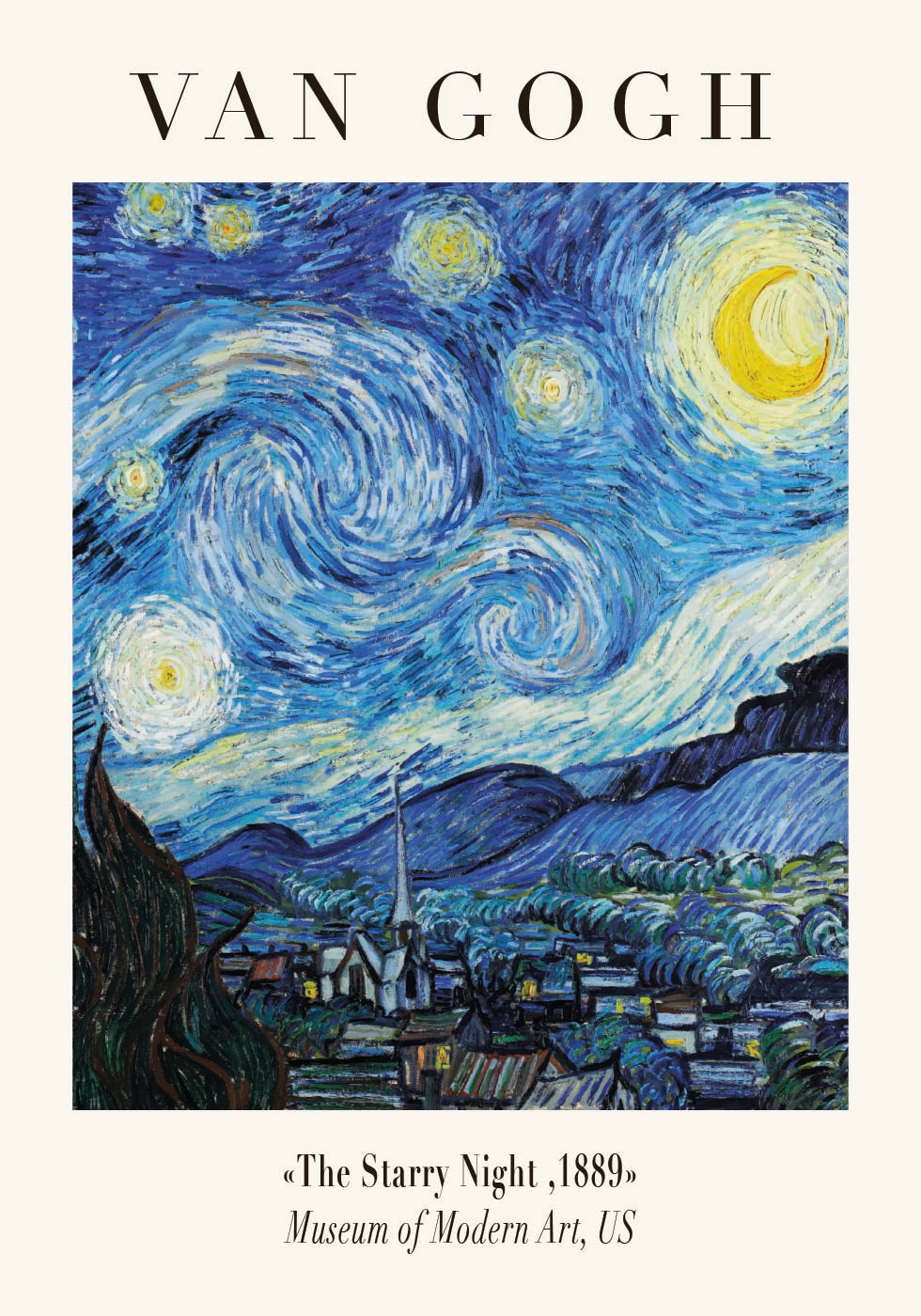 The Starry Night by Van Gogh Poster.