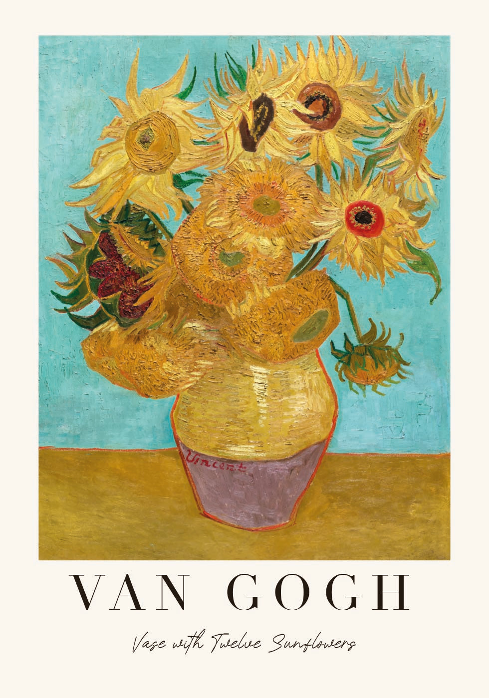 Vase with Twelve Sunflowers Poster