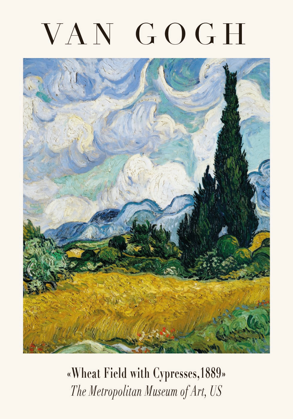 Van Gogh's Wheat Field with Cypresses Poster