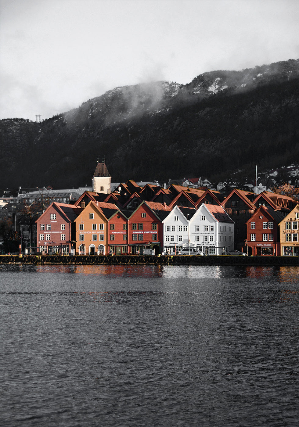 View Of Bryggen, Norway Portrait Poster