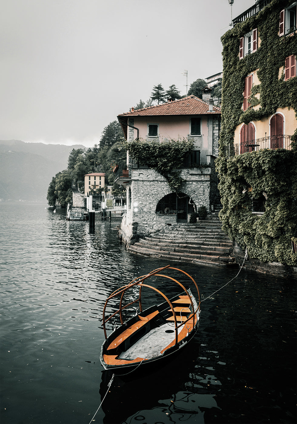 View Of The City From Lake Como Poster