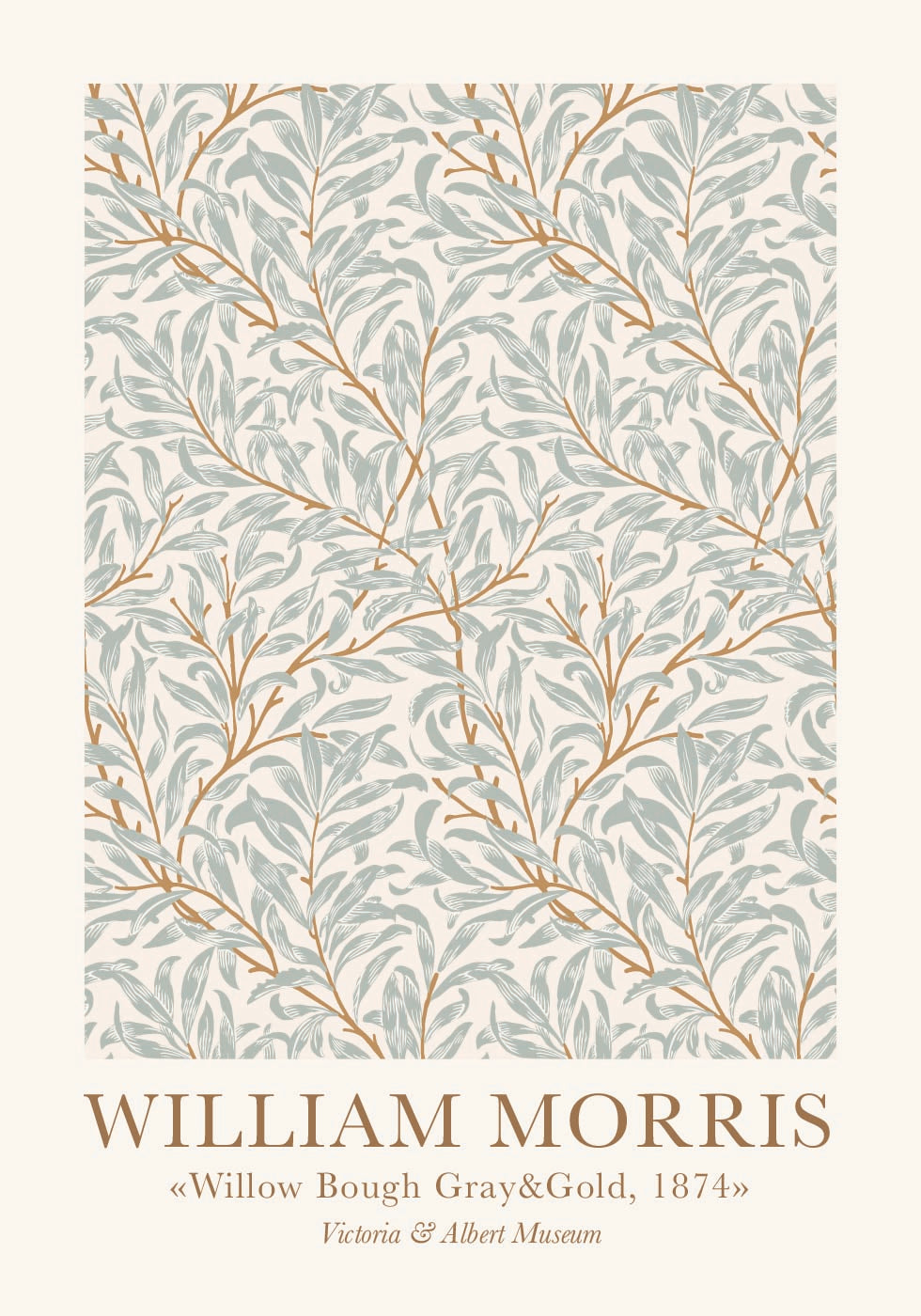 William Morris Willow Boug Gray & Gold Poster