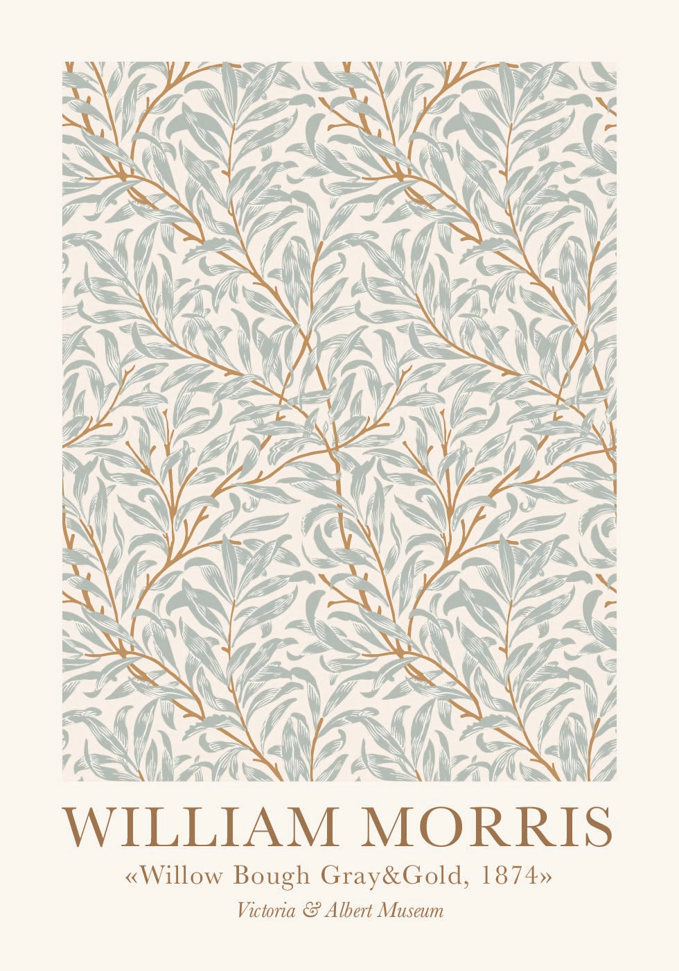 William Morris Willow Bough Gray & Gold  Poster