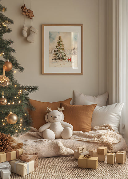 Christmas Tree in Winter Village Poster