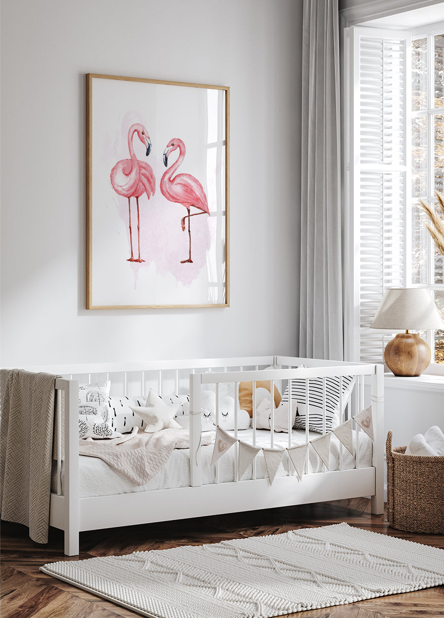 Watercolor Flamingos Poster