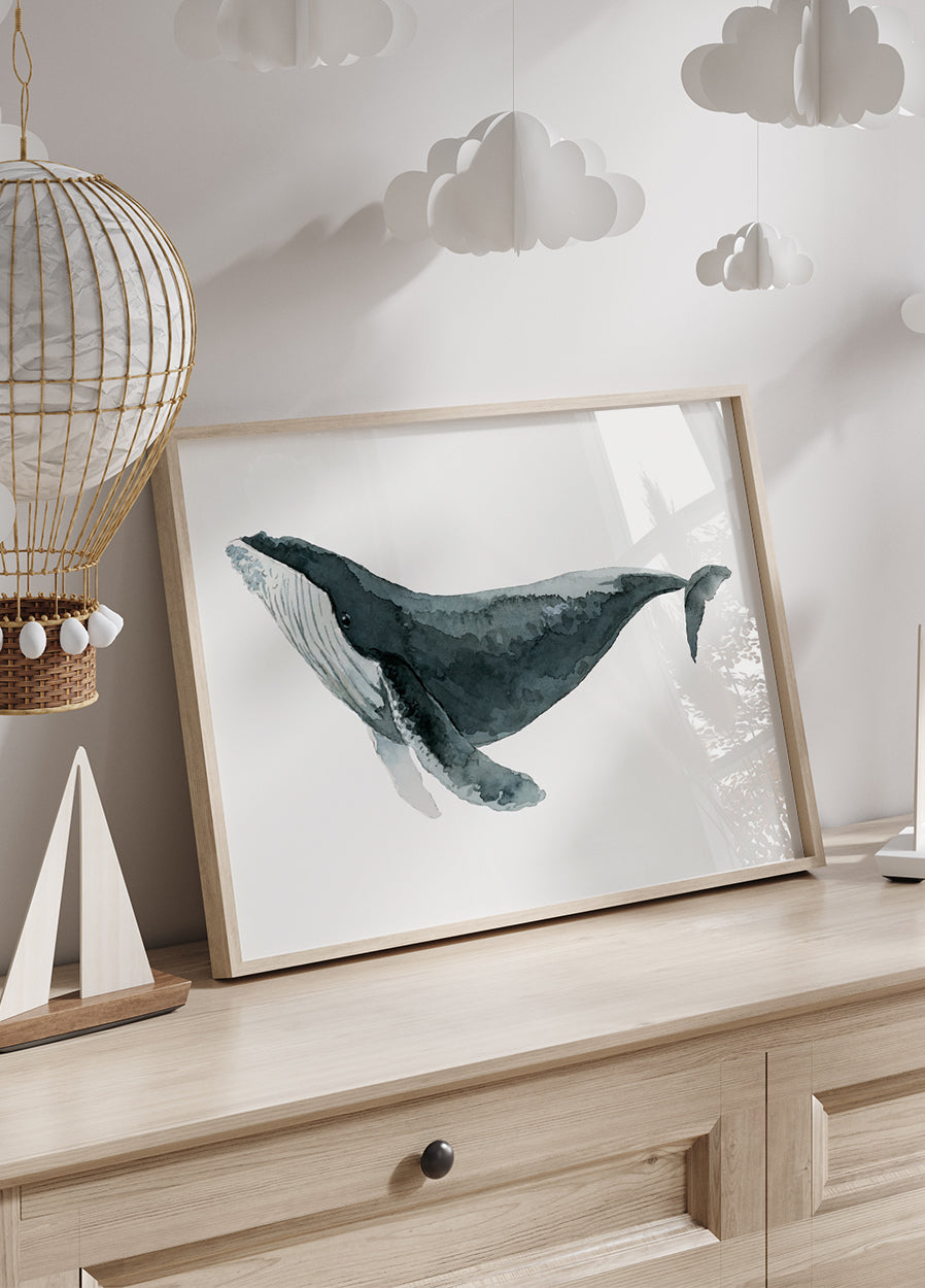 Watercolor Whale Poster