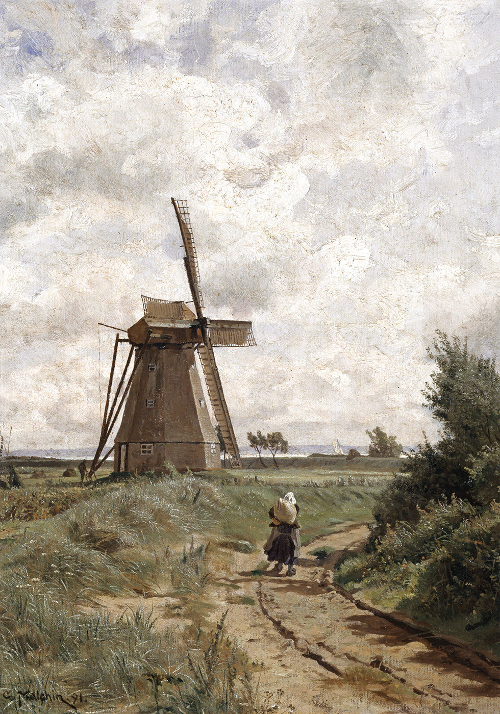 Windmühle Bei Ahrenshoop By Carl Malchin Poster