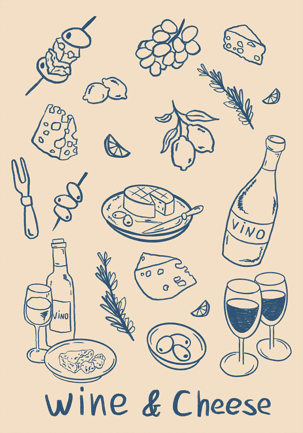 Wine & Cheese Poster