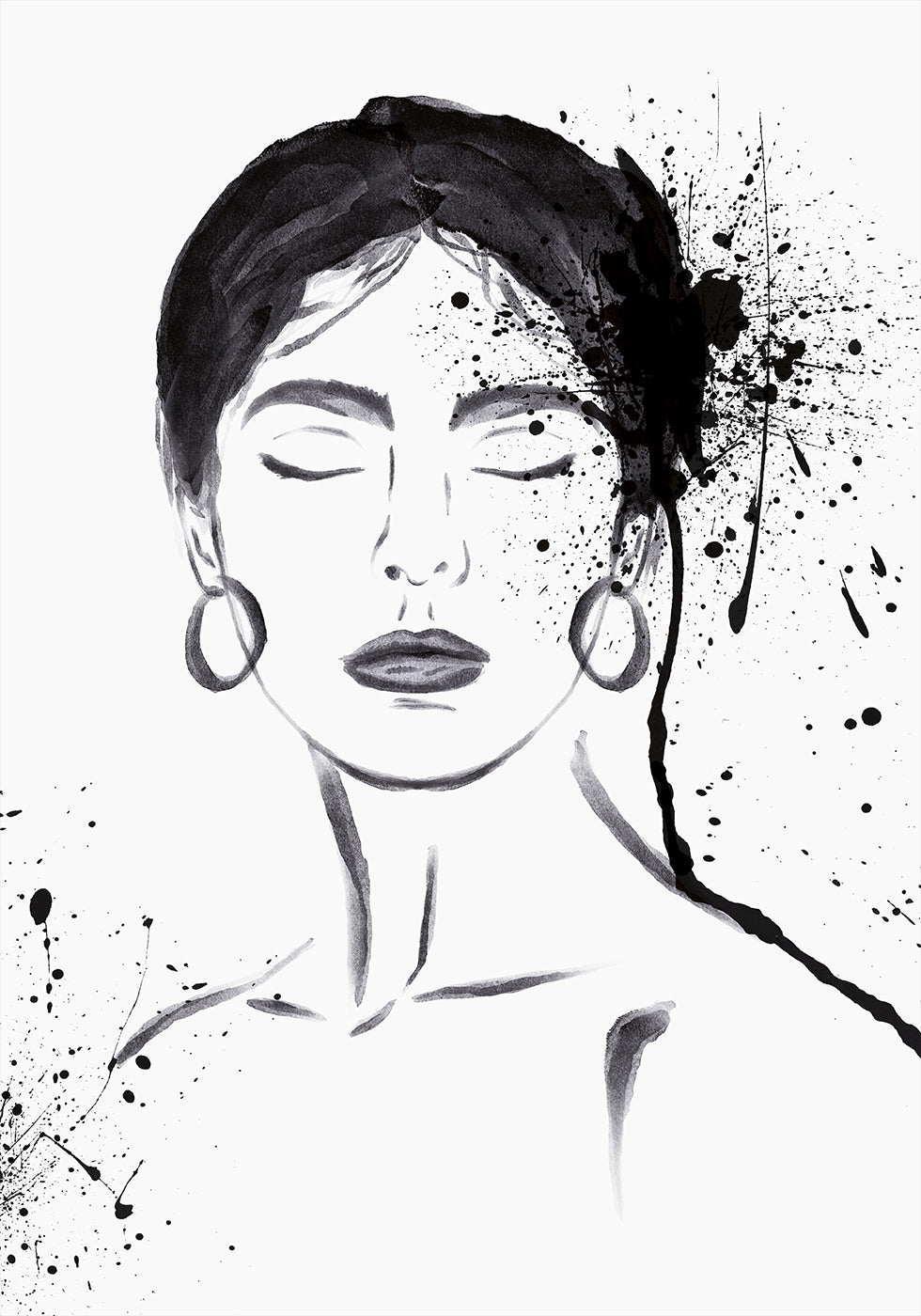 Woman Apple Ink Woman Ink Portrait Poster – Posterbox.se