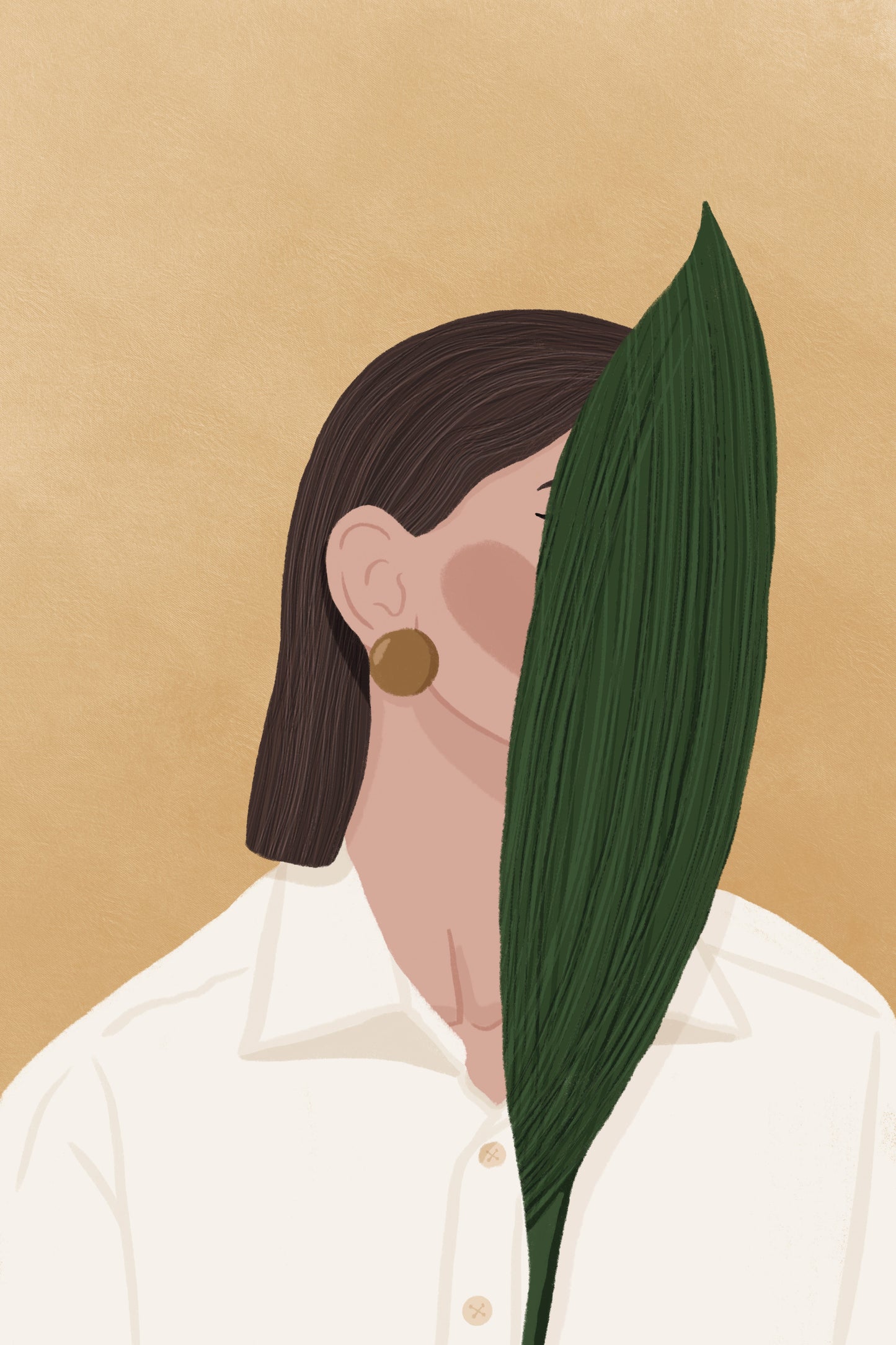 Woman with Leaf Poster