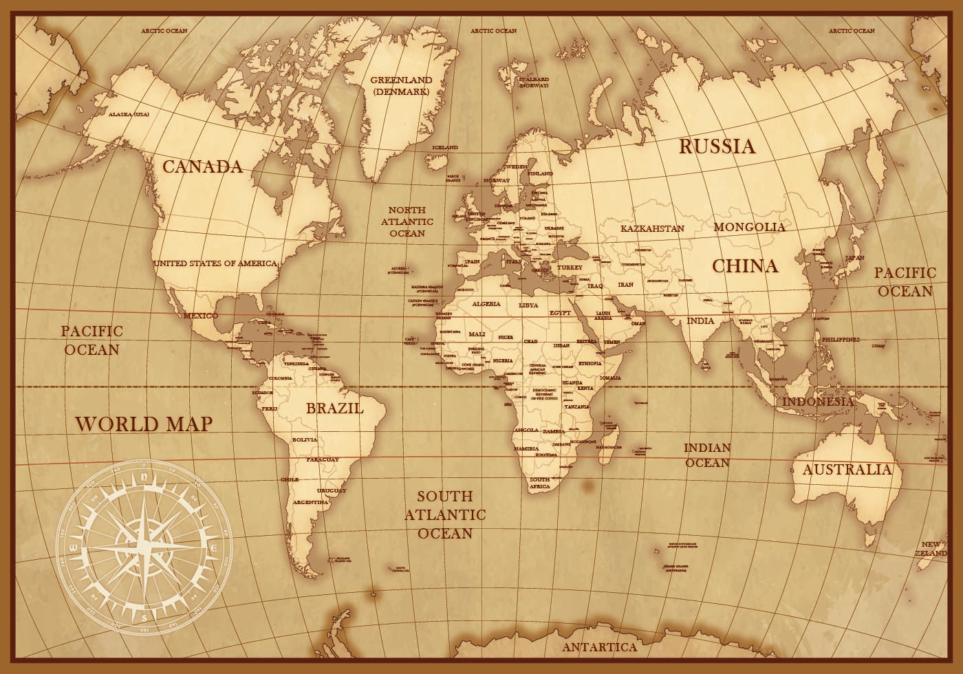 Vintage worldmap Poster