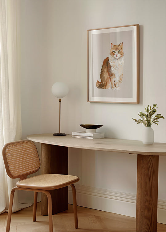 Professional Supervision fluffy cat oil painting Poster
