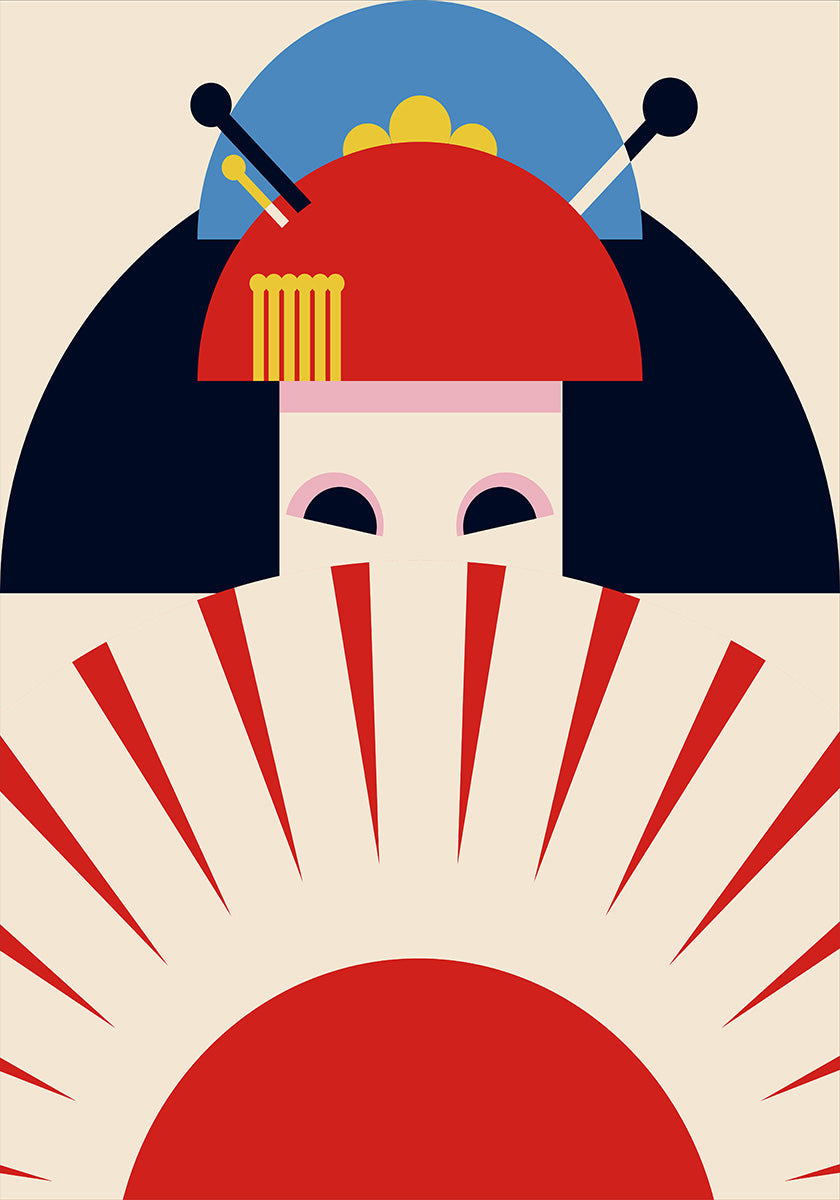 Geisha Girl Retro Minimalist Design Poster