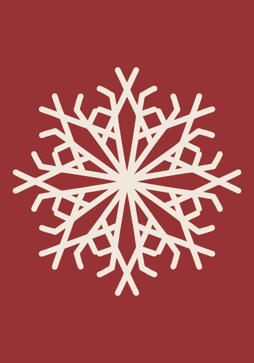 a white snowflake on a red background