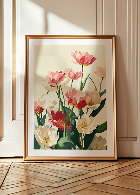 Coral Tulips In Bloom Poster