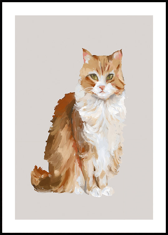 Professional Supervision fluffy cat oil painting Poster