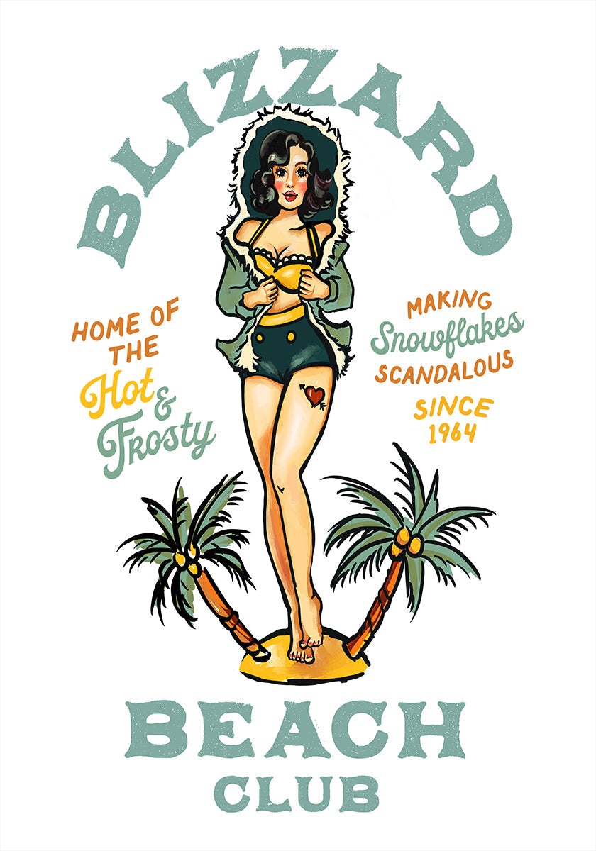 Blizzard Beach Club Bar Sexy Vintage Pinup Girl Art Poster