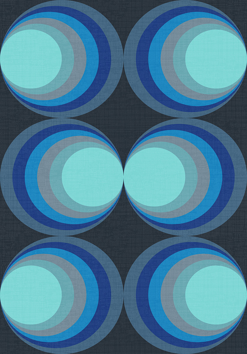 Retro Gradient Circles Aqua Blue Poster