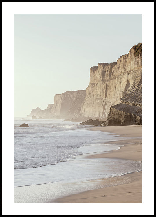 Pastel Coastline with Cliffs Beach Poster