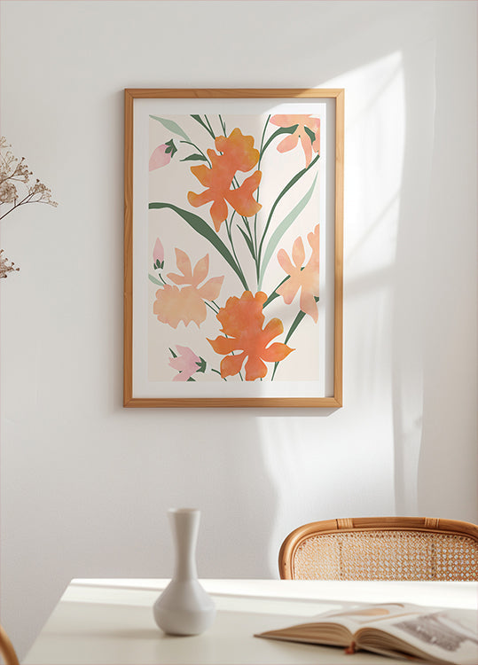 Floral Pattern With Abstract Colorful Flowers Poster
