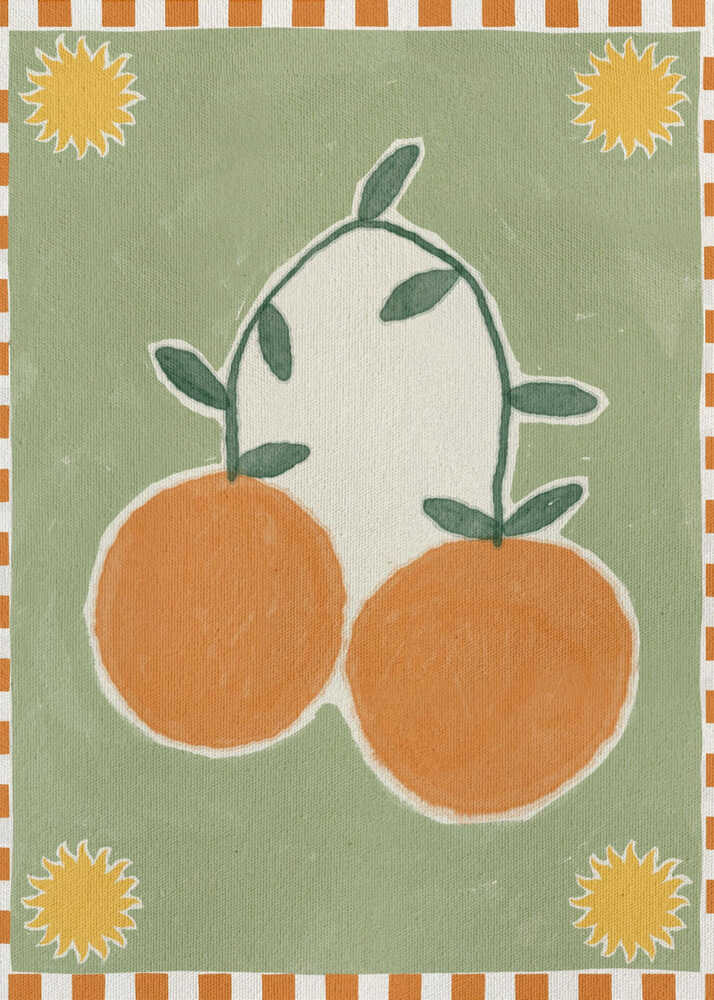 Orange Fruit On Green Background Poster