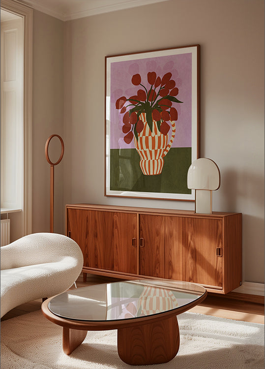 Bold Tulips in Vase Poster