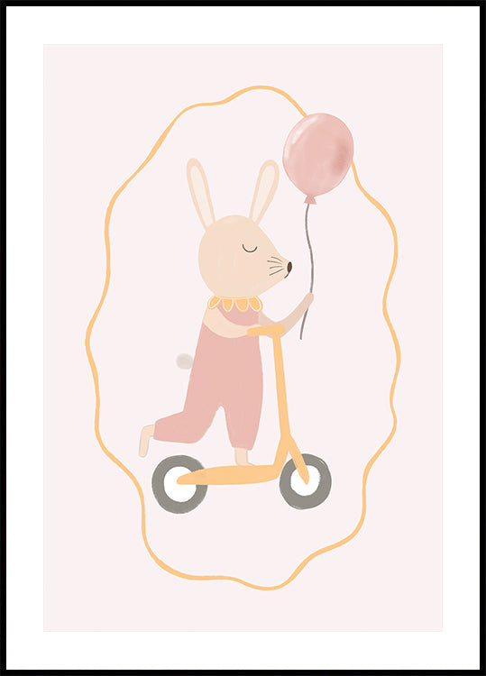 Bunny On a Scooter Poster