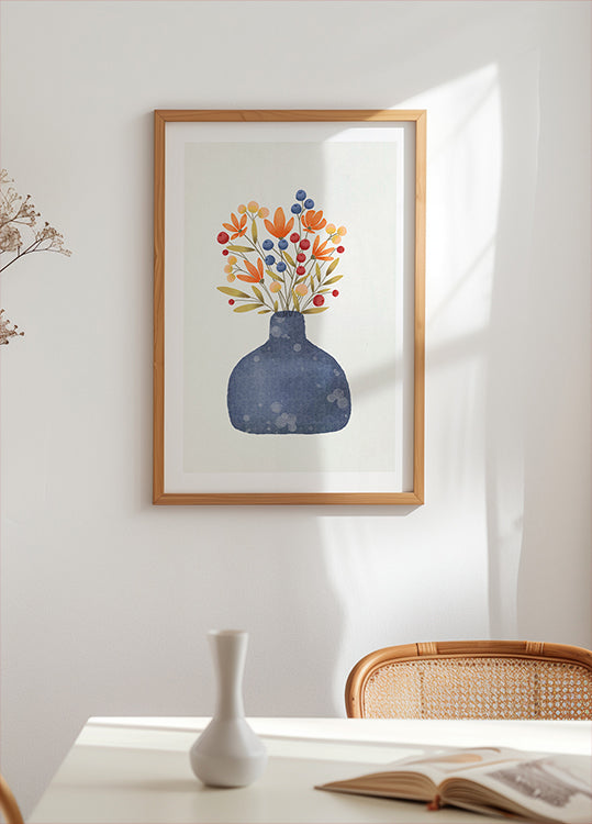 Petals in Blue Vase Poster
