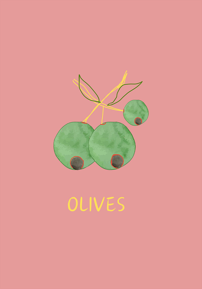 Olives in Pink Poster