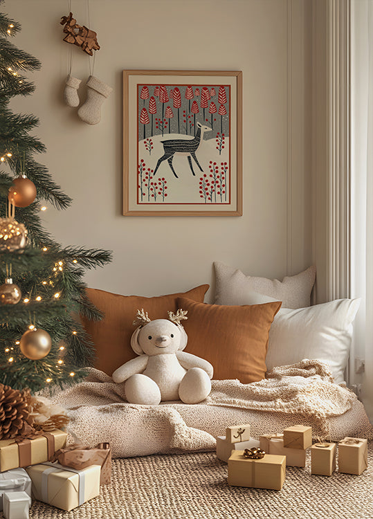 Fawn In a Winter Landscape Poster