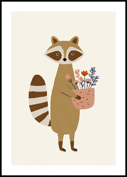 Raccoonwithflowers Poster