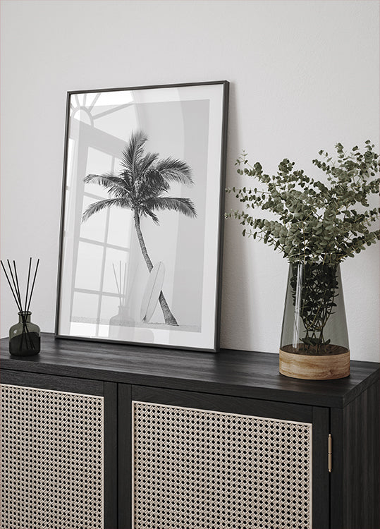 Palm Surfboard Poster