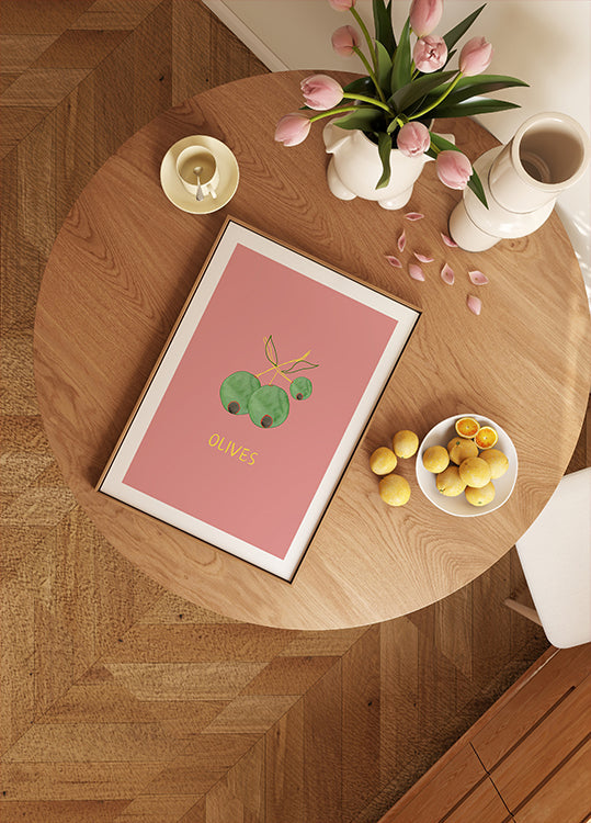 Olives in Pink Poster